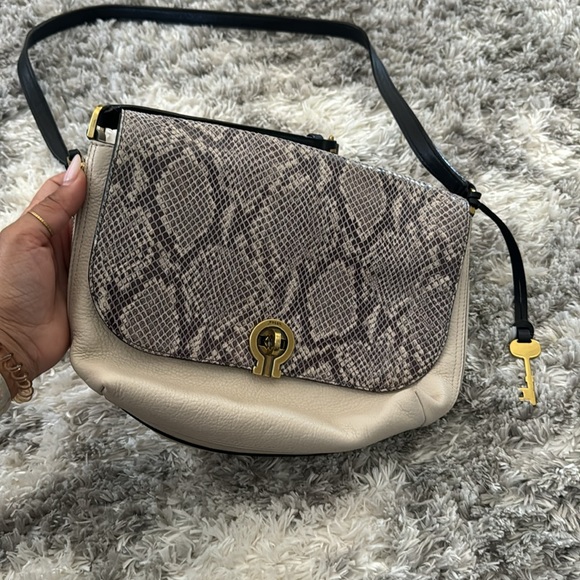 Fossil Cream/Snake Print Crossbody - Picture 8 of 15